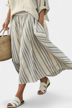 Eva Elegantní Komplet Oversize Halenka-Sukně Lněný