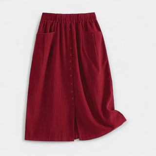 Magdaléna Elegantní Midi Vintage Sukně Předníkapsami