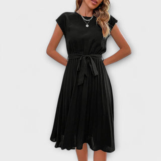 Claire - Krátký rukáv, plisovaný, midi casual šaty