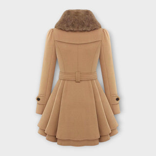 Emma - Elegantní kabát s umělým kožešinovým límcem