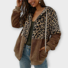 Lea - Fleece mikina s kapucí a leopardím designem