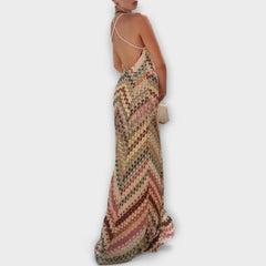 Remi - Maxi šaty s multibarevným vzorem herringbone od Missoni