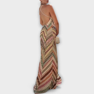 Remi - Maxi šaty s multibarevným vzorem herringbone od Missoni