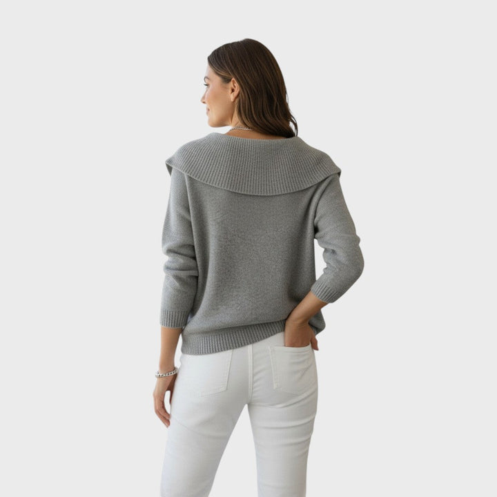 Barbora | Elegantní pletený svetr s výrazným límcem